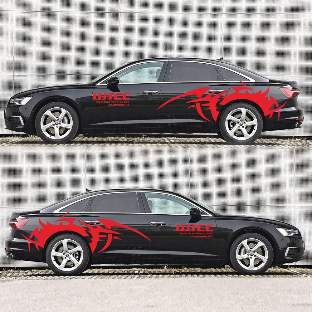 TangDao 2Pcs Auto Aufkleber Karosserie Seitenaufkleber Racing Sportstreifen Aufkleber für Auto Unive