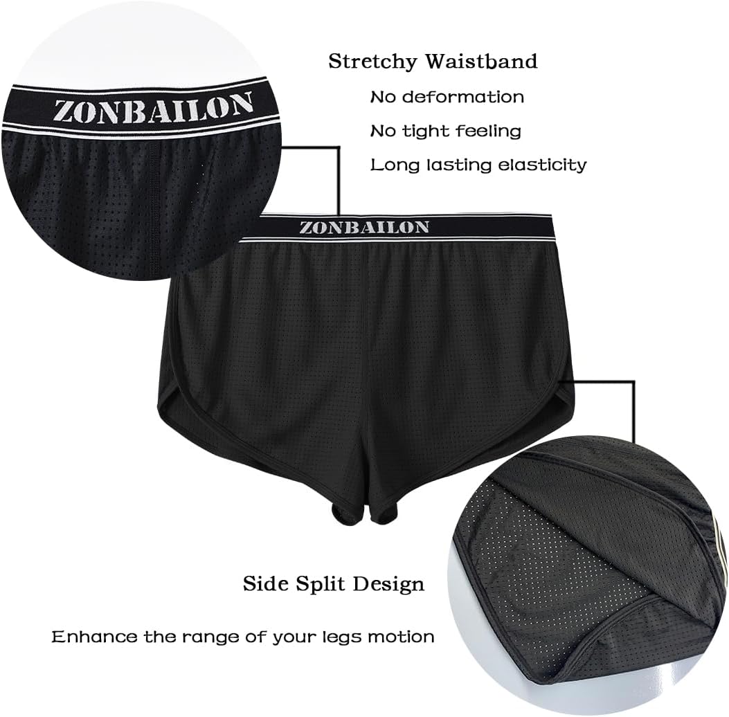 BIATWOWR Herren Transparent Sexy Boxershorts Männer Atmungsaktiv Bequem Unterhose Seitlichem Schlitz