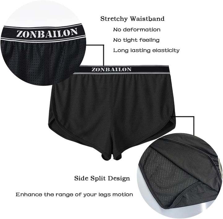 BIATWOWR Herren Transparent Sexy Boxershorts Männer Atmungsaktiv Bequem Unterhose Seitlichem Schlitz