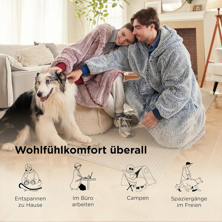 BEDSURE Hoodie Decke mit Ärmeln-Sherpa Kuscheldecke mit Ärmeln Kuschelpullover Tragbare Decke Hoodie