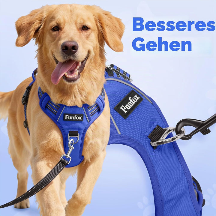 Funfox Hundegeschirr Kleine Hunde [S] - Anti Zug Welpengeschirr mit Griff &amp; Ringreflektoren, Atmungs