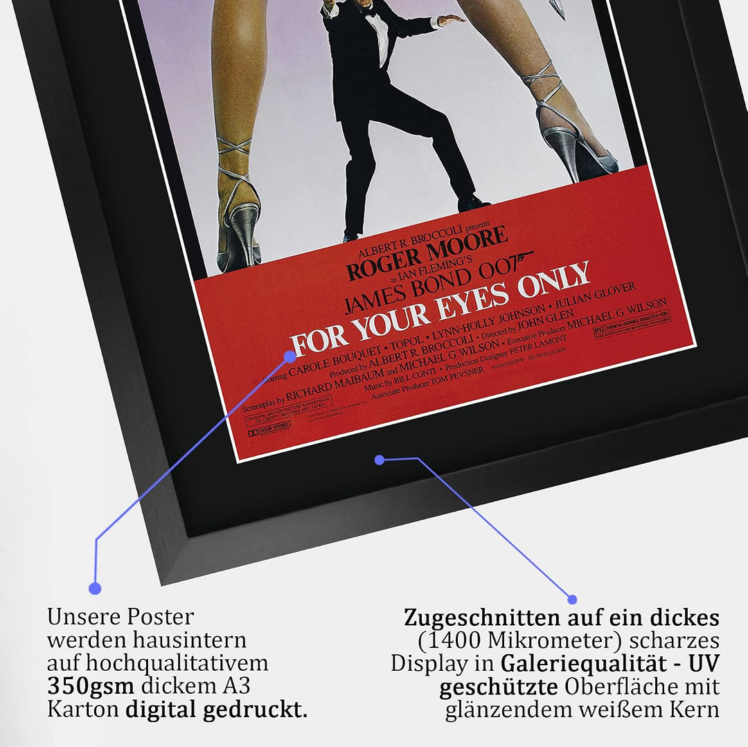 HWC Trading A3 FR James Bond - For Your Eyes Only Movie Poster Roger Moore Signed Geschenk GESTALTET