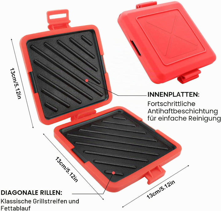 DASIAUTOEM Sandwichmaker, Quadratische Platten, RockStone Steinbeschichtung Antihaft, Für Sandwiches