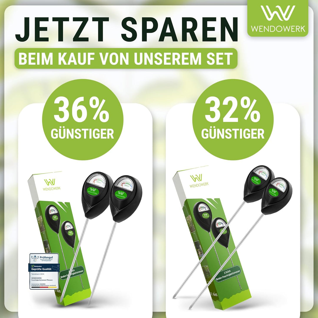 Extra Langer Boden Feuchtigkeitsmesser für Pflanzen 40CM [Schwarz] - Ohne Batterien - Verbessertes F