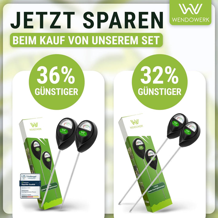 Extra Langer Boden Feuchtigkeitsmesser für Pflanzen 40CM [Schwarz] - Ohne Batterien - Verbessertes F