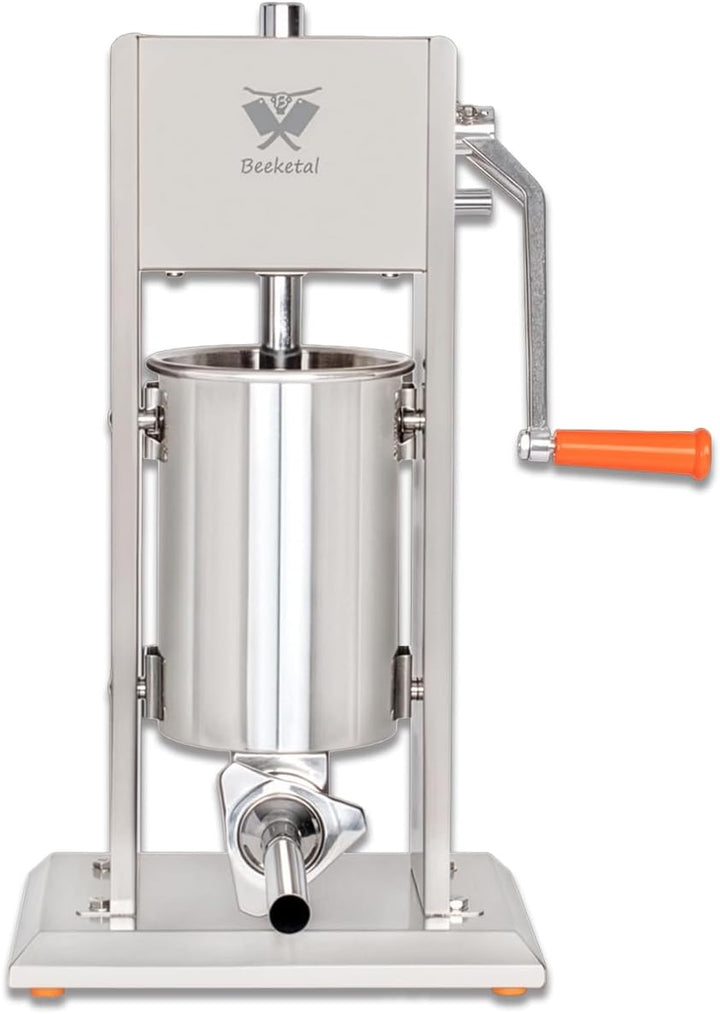Beeketal 'BT03' Edelstahl Industrie Wurstfüllmaschine (3 L Volumen) SGS-geprüft, Profi Wurstfüller m