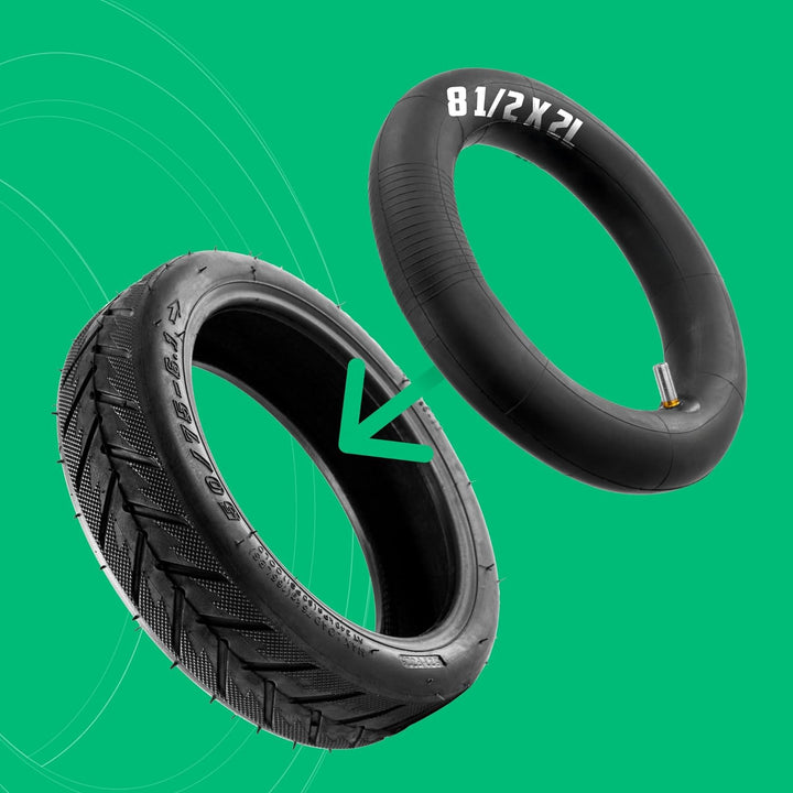 MOOVMOOV - 50/75-6.1 Reifen &amp; 8 1/2 x 2L Schlauch mit rechtem Ventil - Kit für Wispeed T850 / T855 P