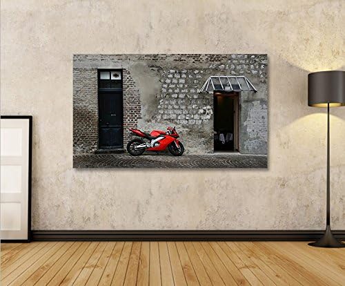 islandburner Bild Bilder auf Leinwand Rotes Motorrad 1p XXL Poster Leinwandbild Wandbild Dekoartikel