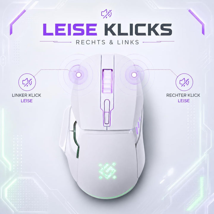 Defender® STIX Kabellose Gaming Maus - Geräuschlose Klicks - 5 programmierbare Tasten - RGB-Beleucht