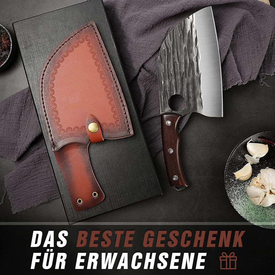 SMITH CHU Hackmesser Serbisches Metzgermesser Handgeschmiedetes Kochmesser Küchenmesser Fleischerbei