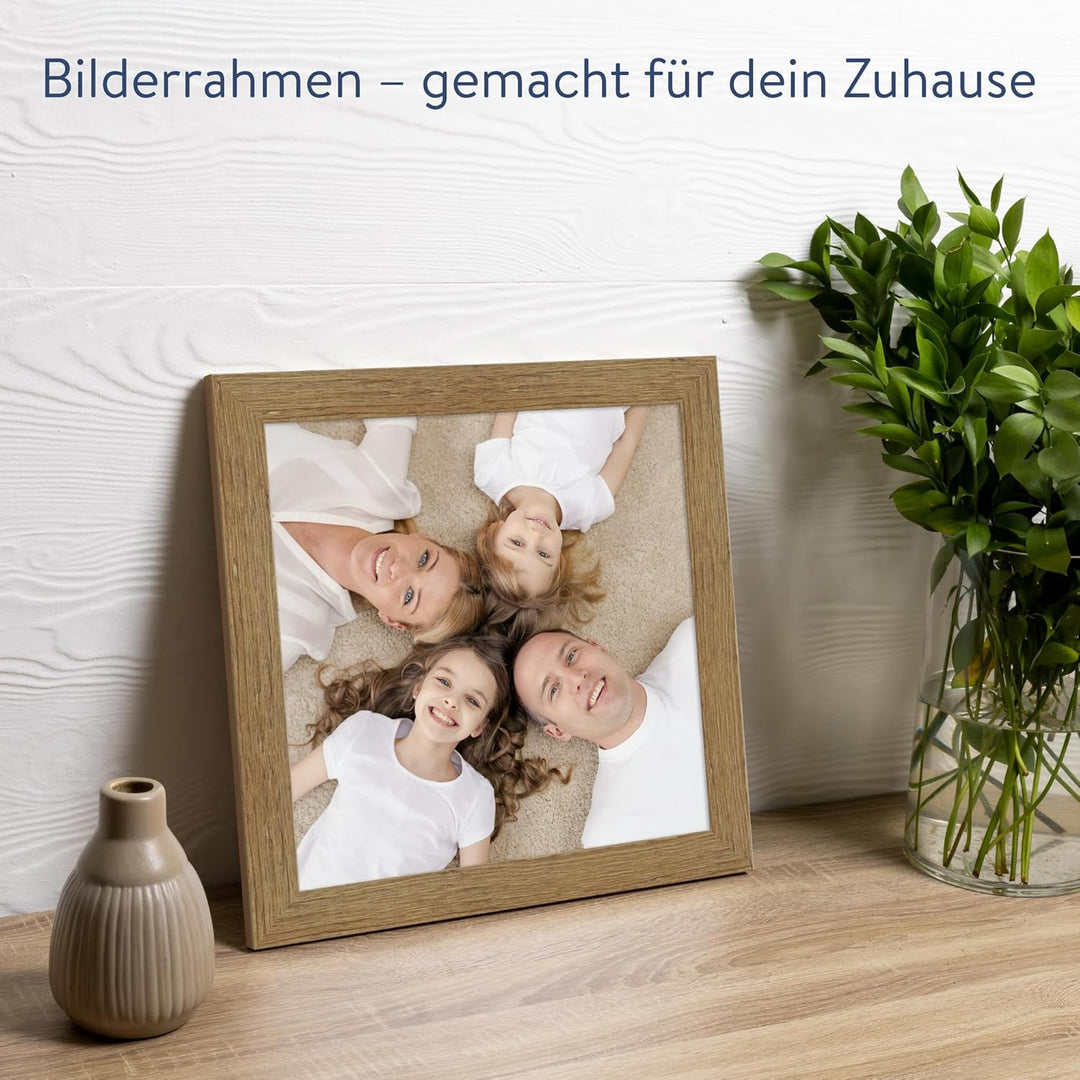 WANDStyle Bilderrahmen Strandhaus Stil 30x30cm I Farbe: Eiche-Optik I Fotorahmen I rustikaler Bilder