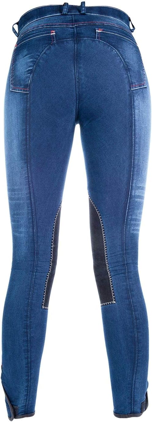 HKM Herren Reithose Summer Denim Alos Kniebesatz 84 Jeansblau/Dunkelblau, 84 Jeansblau/Dunkelblau