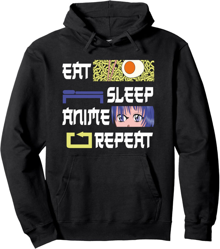 Essen schlafen Anime Manga wiederholen Anime Pullover Hoodie