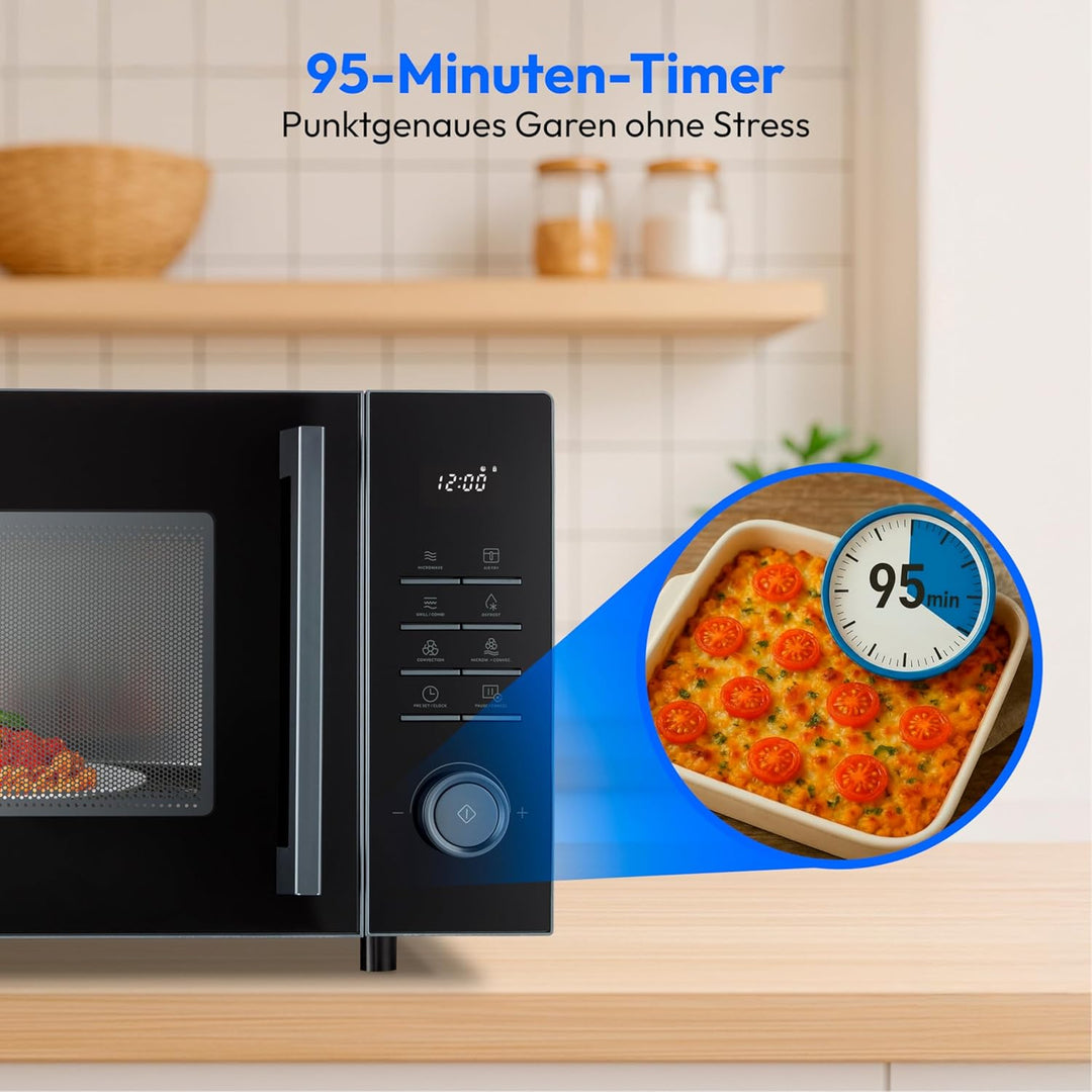 MEDION Mikrowelle mit Grill und Heissluftfritteusenfunktion (25 Liter, 900 Watt, 1.500 Watt Grill, 1