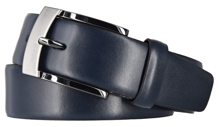 Bovino by Bernd Götz Herren Leder Gürtel 35 mm breit marineblau Rindleder bombiert kürzbar (105 cm,