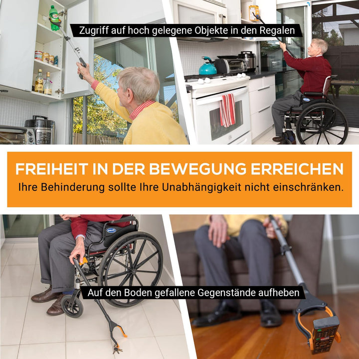 2 x EZPIK® 100 cm Greifer für Senioren mit Magnet-Greifarm, Robuste Greifzangen für Senioren, Mensch