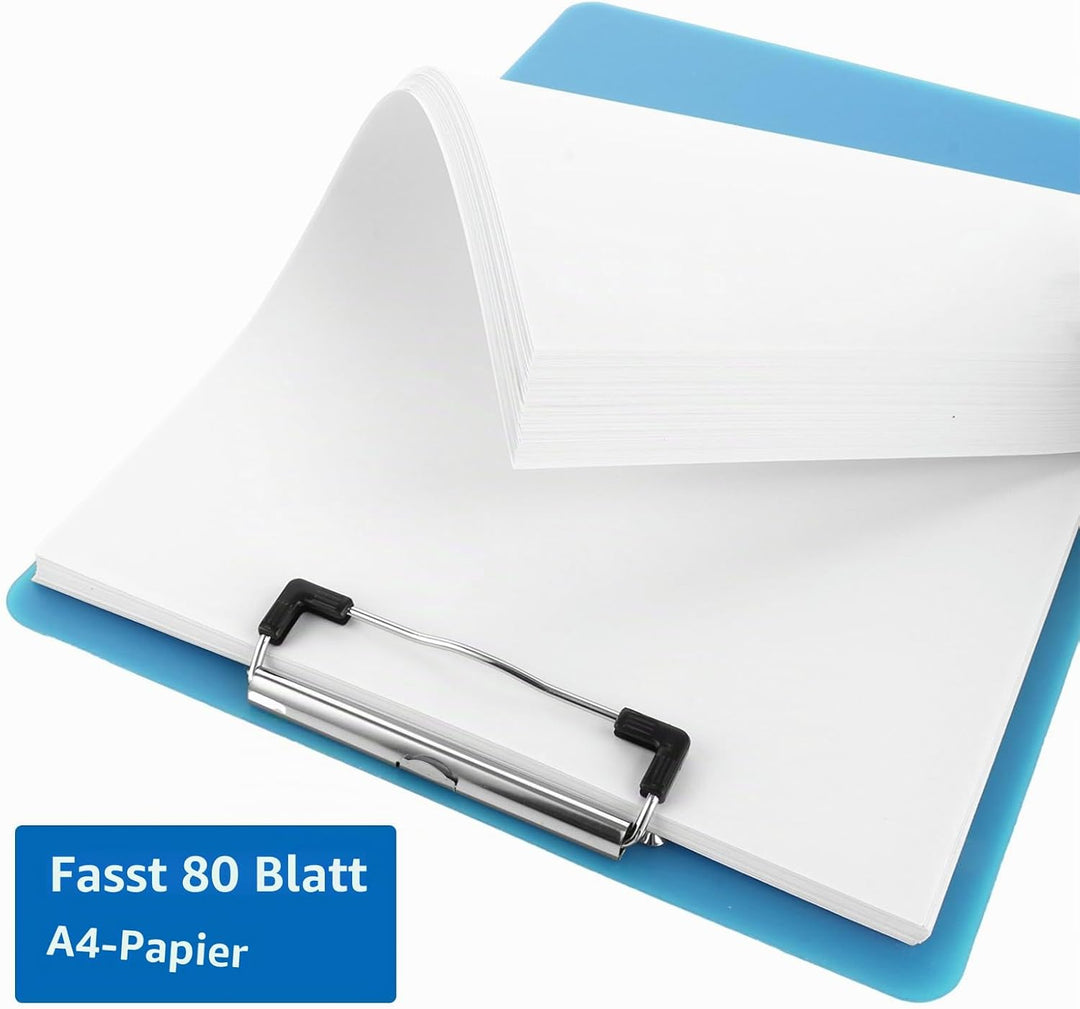 LOPYXBR A4 Klemmbrett aus Kunststoff mit Metallklemme und Aufhängeöse, 315x225mm Clipboard für Schul