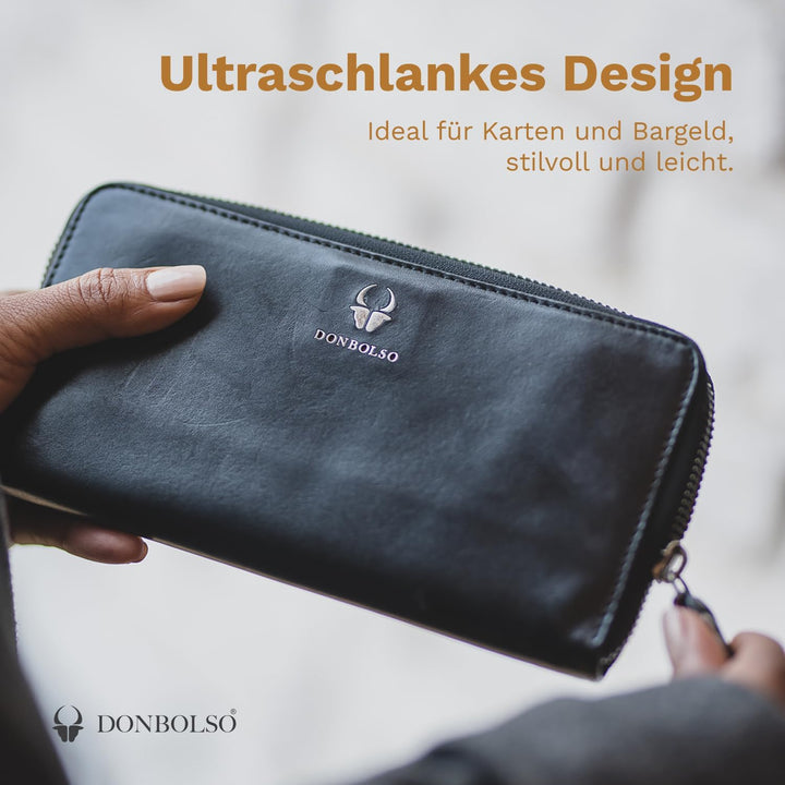 DONBOLSO® Geldbörse Lissabon I Portemonnaie aus echtem Nappaleder für Damen I XL-Geldbeutel mit 13 K