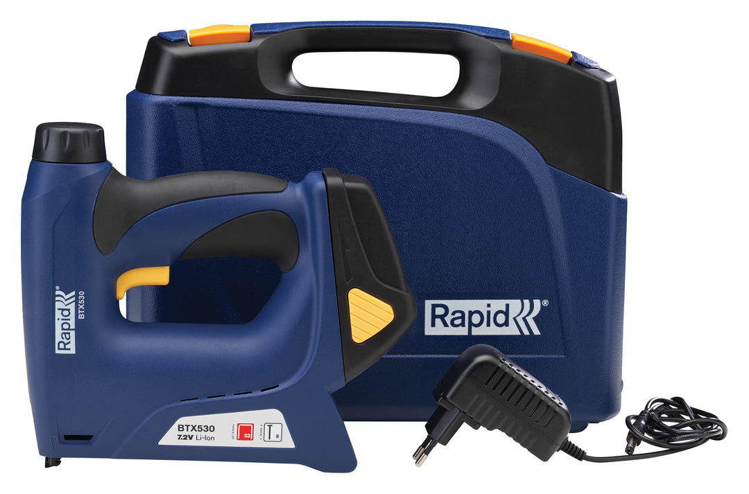 Rapid Akku Tacker BTX530, Hohe Leistung mit 7,2V Li-Ion Akku, für Klammern Typ 53, 6-14mm und Nägel