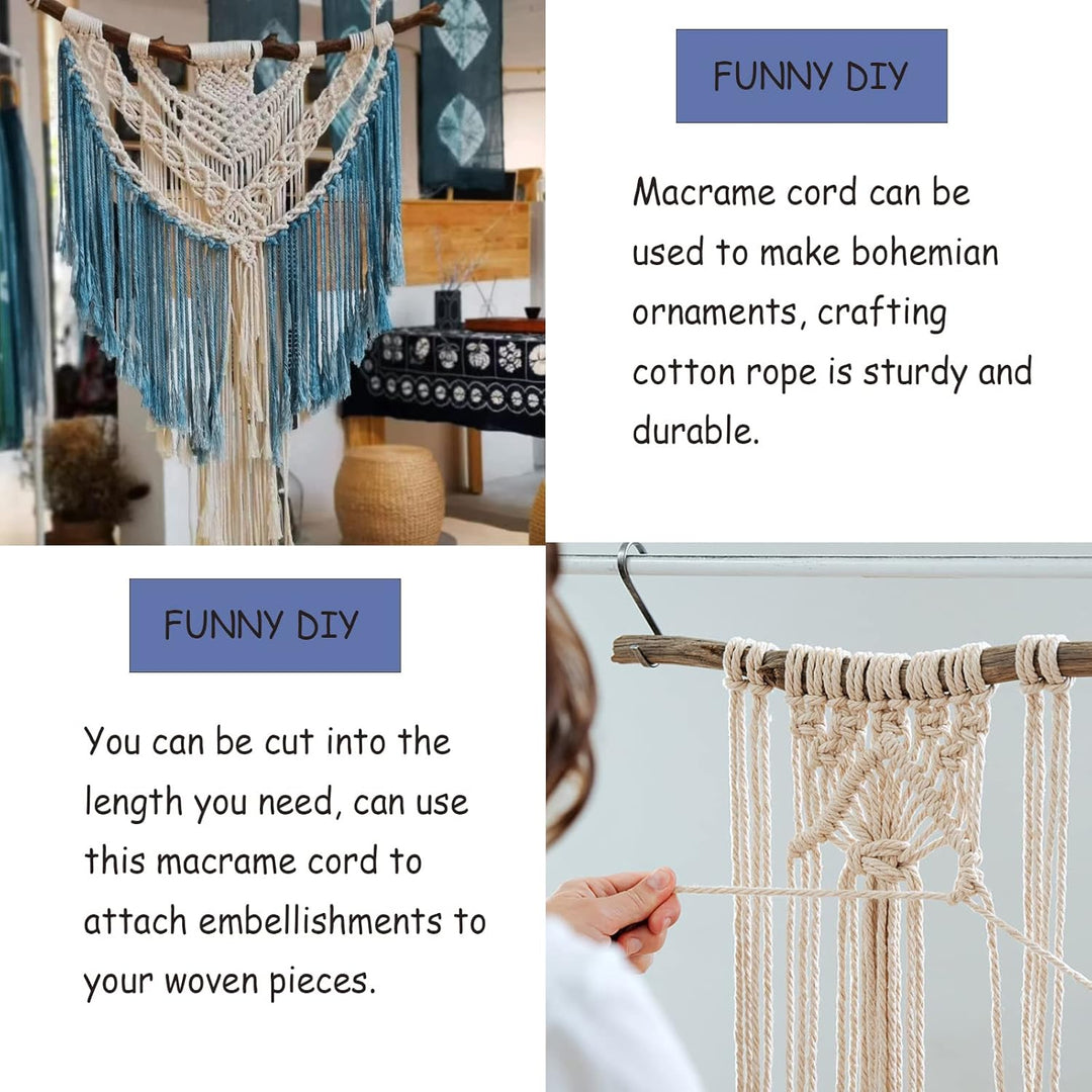 Makramee Garn 3 mm x 300 m, Natürliches Makramee, Baumwollgarn Macrame Cord, Baumwollkordel Wird Ver