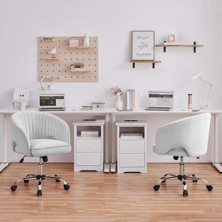 Yaheetech Bürostuhl mit Samtbezug, Ergonomischer Schreibtischstuhl mit Armlehnen, Drehstuhl mit Roll