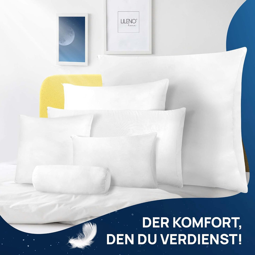 LILENO HOME Federkissen 80x80 cm [1er Set] - Kissen 80 x 80 cm aus Federn als Kopfkissen, Schlafkiss