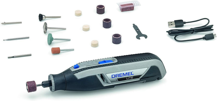 Dremel Lite 7760 Akku Multifunktionswerkzeug 3.6V, Set mit 15 Zubehörteilen, Variable Drehzal 8.000-