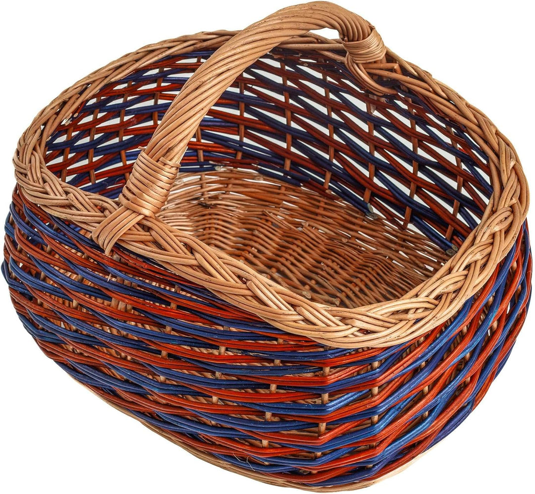 BOGATECO natürlicher Weidenkorb mit Griff | Grosser Einkaufskorb 40X22X30 | Handgewebt, in zwei Farb