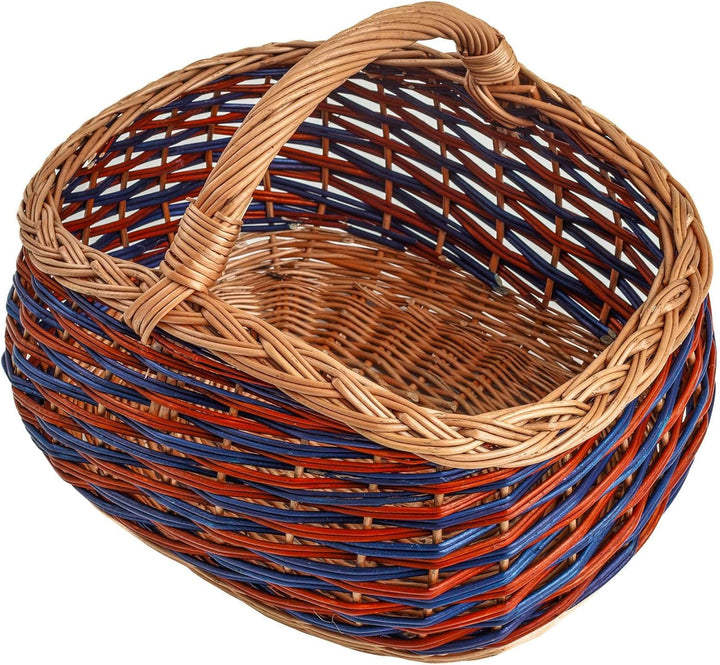 BOGATECO natürlicher Weidenkorb mit Griff | Grosser Einkaufskorb 40X22X30 | Handgewebt, in zwei Farb