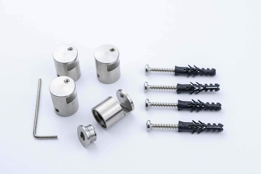 SCHILDER Systeme 4 Stk. Edelstahl Abstandhalter ow17 | Klemmbefestigung für Schild und Glas | ohne B