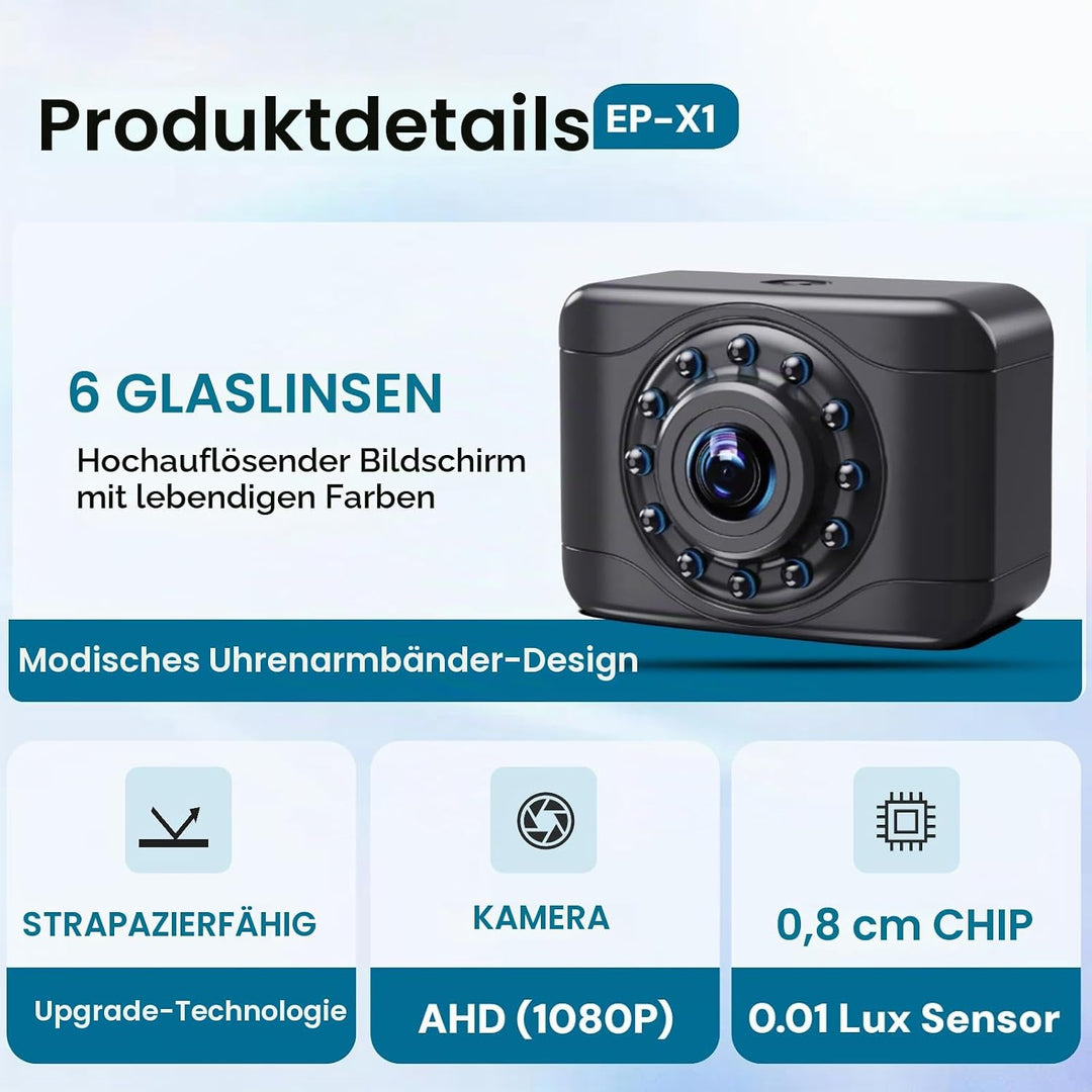 X1 Rückfahrkamera für Auto mit Weitwinkel Vorderseite/Rückansicht Kamera Nachtsicht IP68K wasserdich