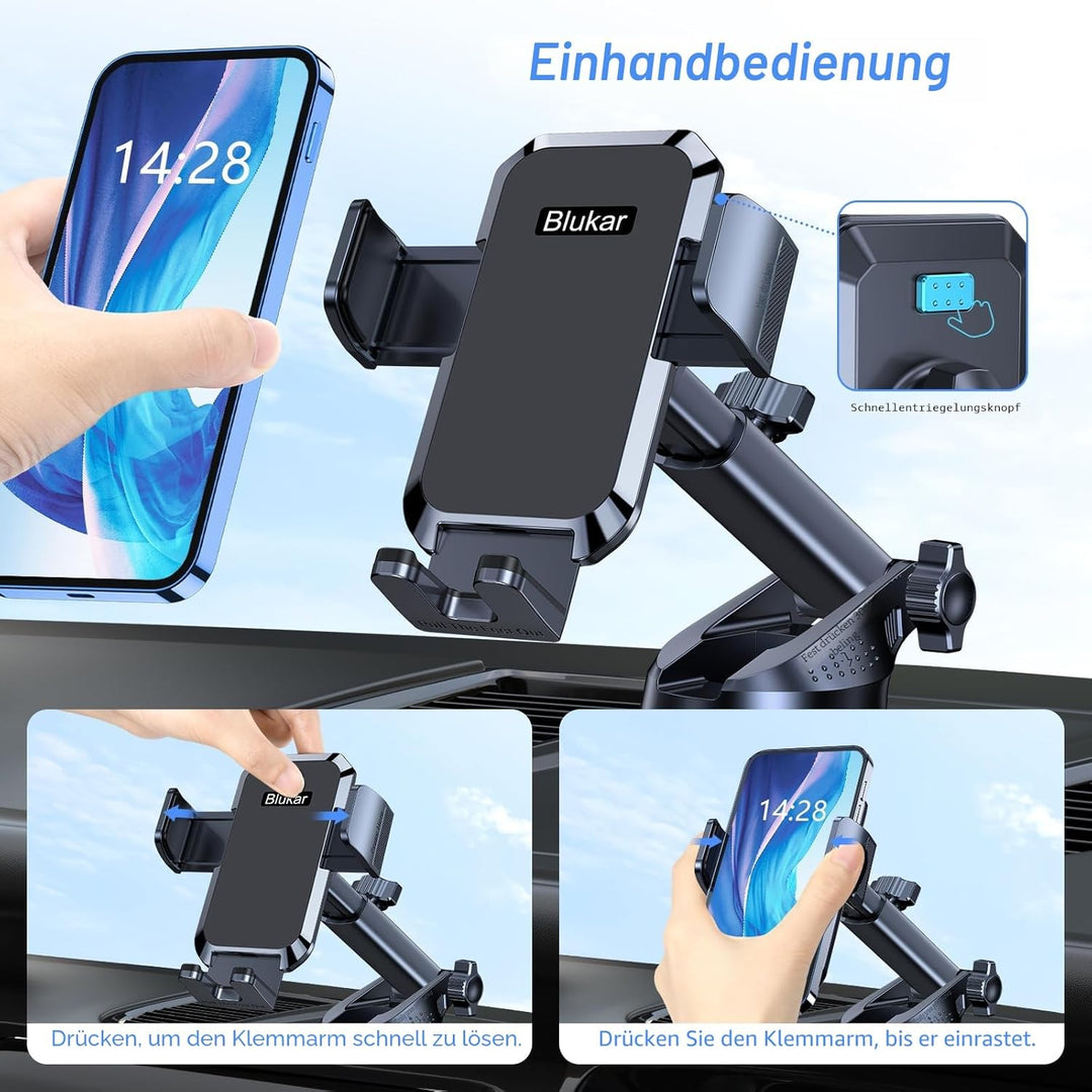 Blukar Handyhalterung Auto [Stabilere Version] Handyhalter fürs Auto Armaturenbrett & Windschutzsche