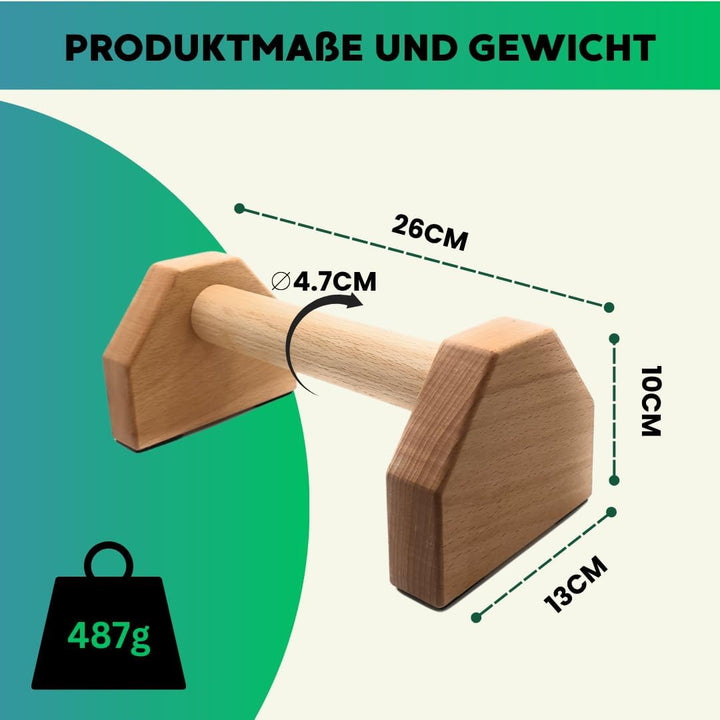 „Liegestütze Griffe aus Buchenholz – Push Up Bars gelenkschonend, rutschfest & ergonomisch – Holz Pu