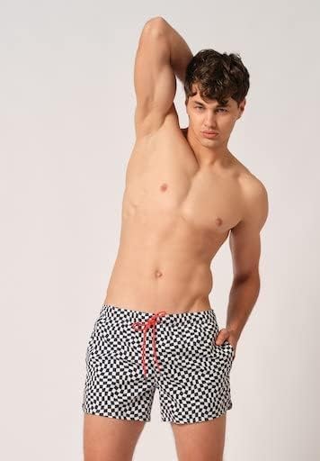 Skiny Herren Badehose L Whiteblue Check, L Whiteblue Check