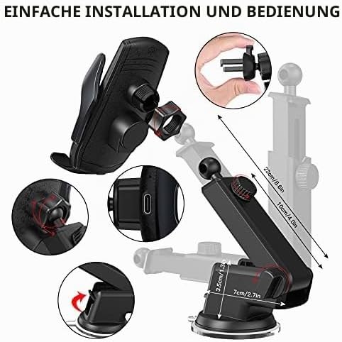 Wireless Car Charger, 15W Qi Fast Charging Auto-Clamping Car Mount Air Vent Phone Holder for iPhone