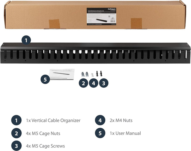 StarTech.com Vertikaler Kabelordner mit Finger Duct - 0U - 91cm - Rack Kabelmanager 0U | Vertical |