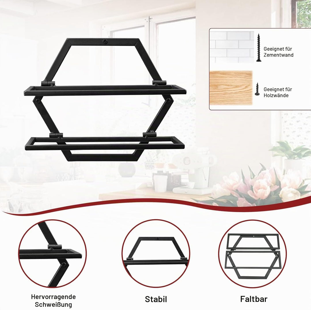 Giyiprpi Metall Wandmontierter Weinhalter Stemware Glass Rack, 2Pcs Hängendes Glas Weinregal Wandbeh
