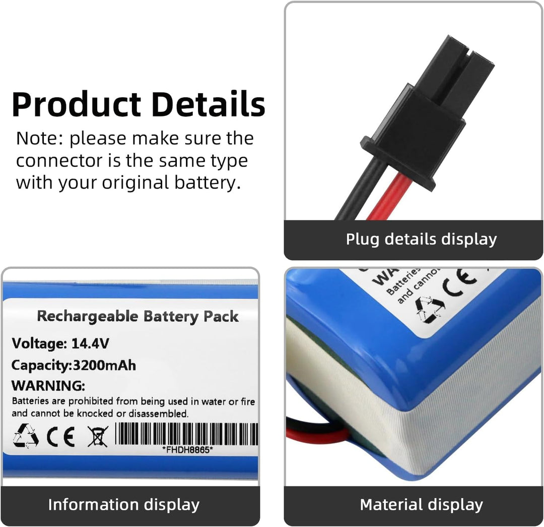 K KYUER 3200mAh Ersatz Akku für Tikom G8000 Pro Robot Vacuum Cleaner Saugroboter Battery
