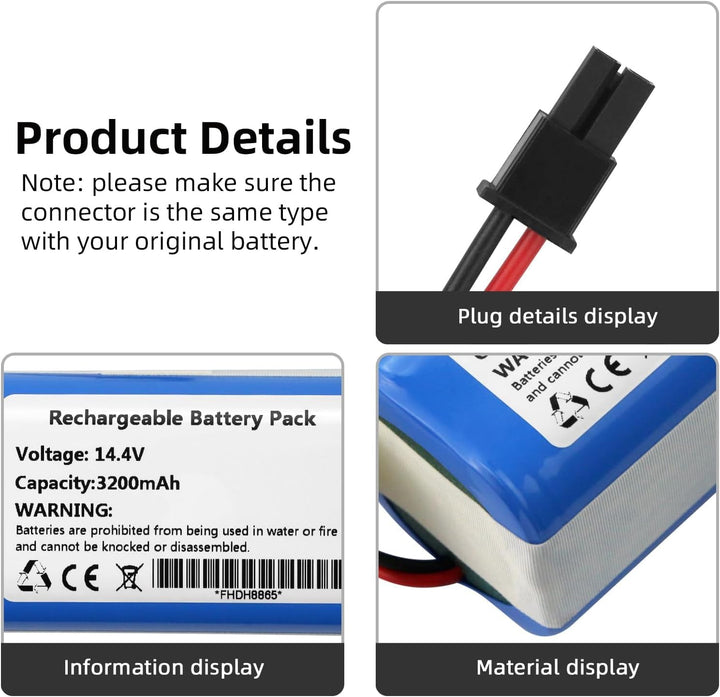 K KYUER 3200mAh Ersatz Akku für Tikom G8000 Pro Robot Vacuum Cleaner Saugroboter Battery