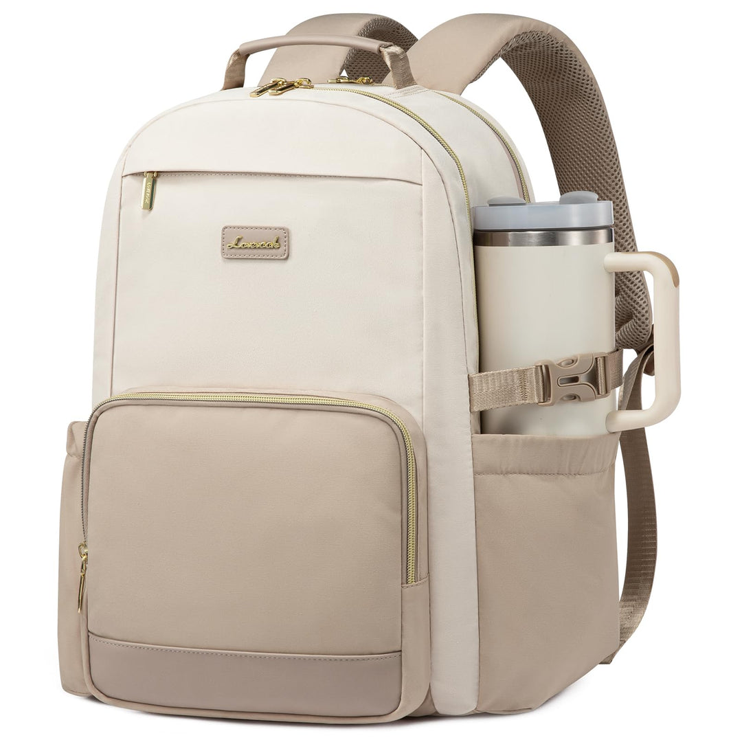 LOVEVOOK Rucksack Damen,15,6 Zoll Laptop Schulrucksack Teenager mit grossem Fach für Trinkflaschen,T