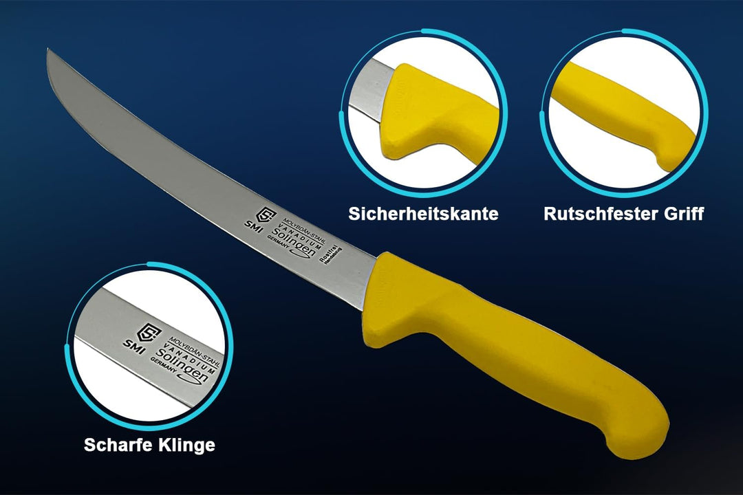 SMI 10 Zoll Schlachtermesser gebogen Solingen Zerlegemesser Metzgermesser Stechmesser Fleischmesser