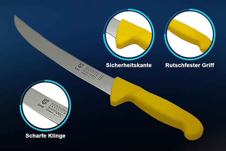 SMI 10 Zoll Schlachtermesser gebogen Solingen Zerlegemesser Metzgermesser Stechmesser Fleischmesser