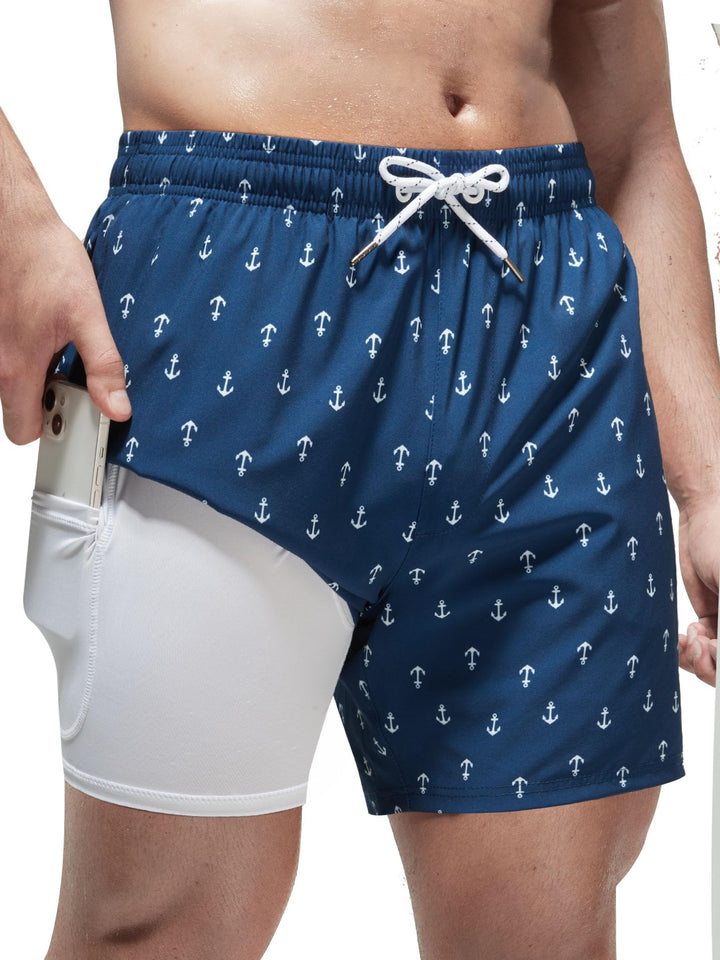 Arcweg Badehose für Herren Badeshorts mit Kompression Liner 2 in 1 Schnelltrocknend Strandhose Männe