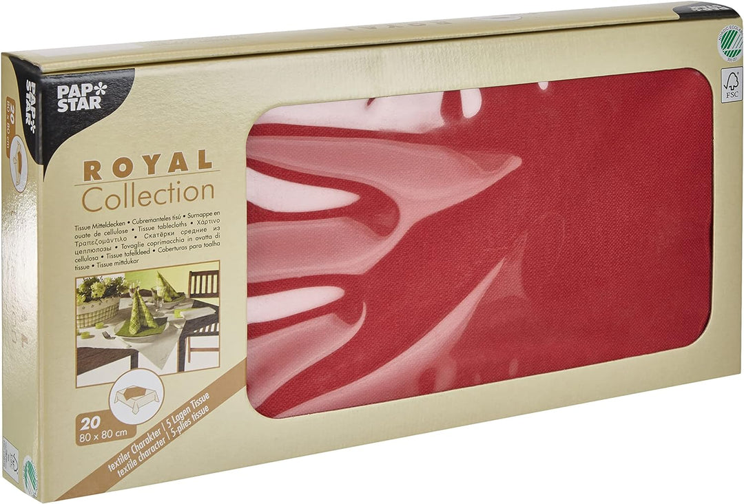Papstar, 20 Mitteldecken, Tissue "ROYAL Collection" 80 cm x 80 cm bordeaux, #81891