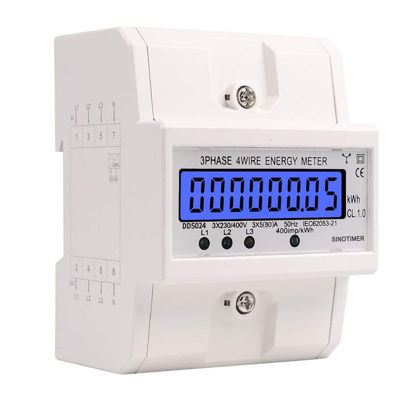 MIRTHBUY Digitaler Stromzähler mit LCD, 3-Phasen 4-Draht, Wechselstromzähler, Geeicht Stromzähler, D