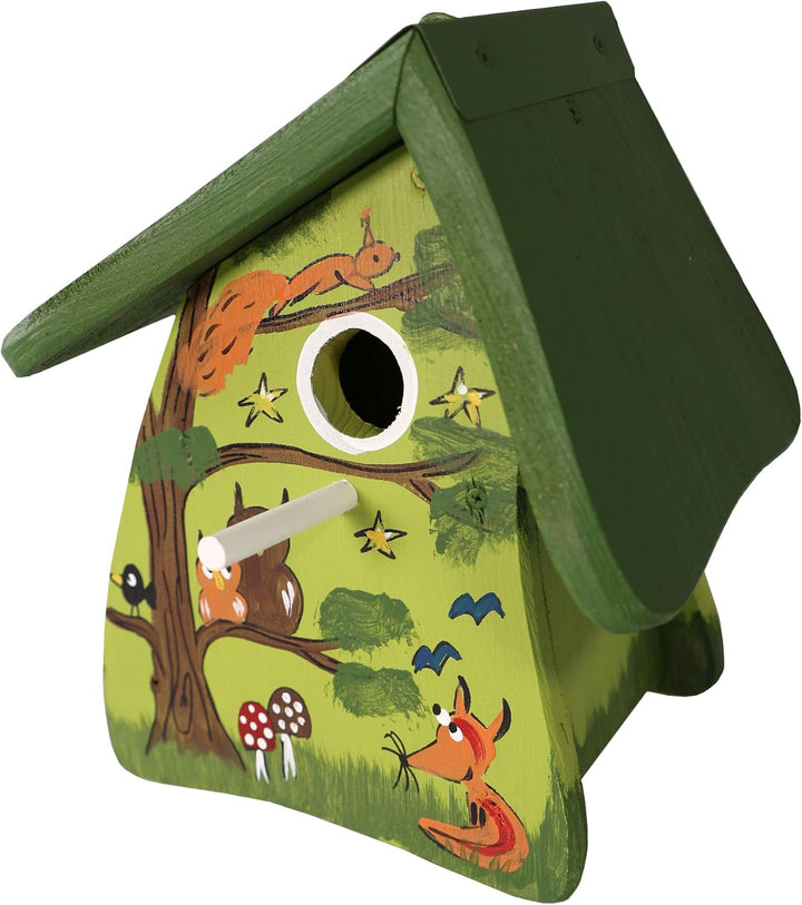 Vogelvilla Nistkasten aus Holz, handbemaltes Nisthaus, mit Aufhängung, Nistkasten Erlebnisgarten