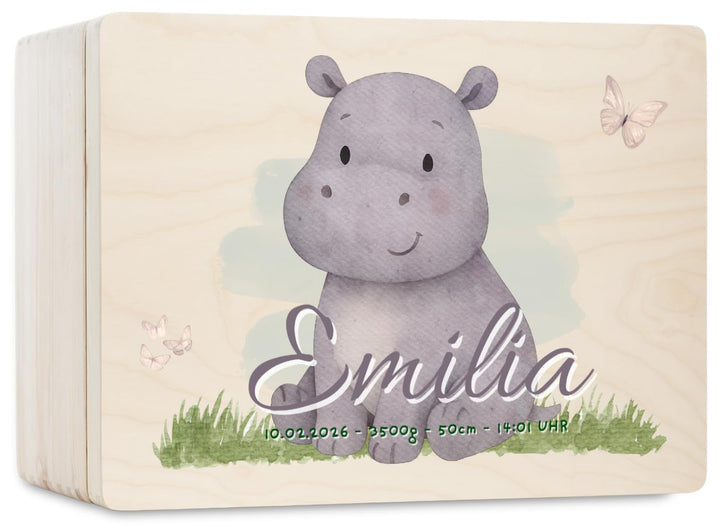 Pinus Personalisierte Erinnerungskiste aus Holz - 40x30x23 cm Geschenkbox mit Text zur Geburt, Taufe
