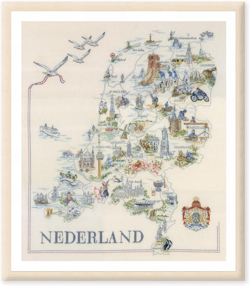 Lanarte PN-0175289 Kreuzstichset Landkarte der Niederlande, Zählmuster Zählmusterpackung, Baumwolle,