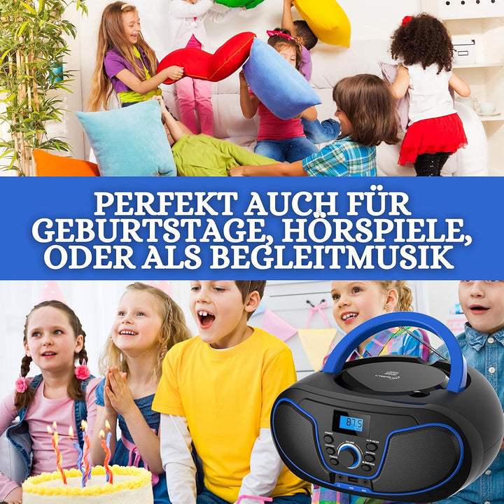 Tragbarer CD-Player | Boombox | CD/CD-R | USB | FM Radio | AUX-In | Kopfhöreranschluss | CD Player |