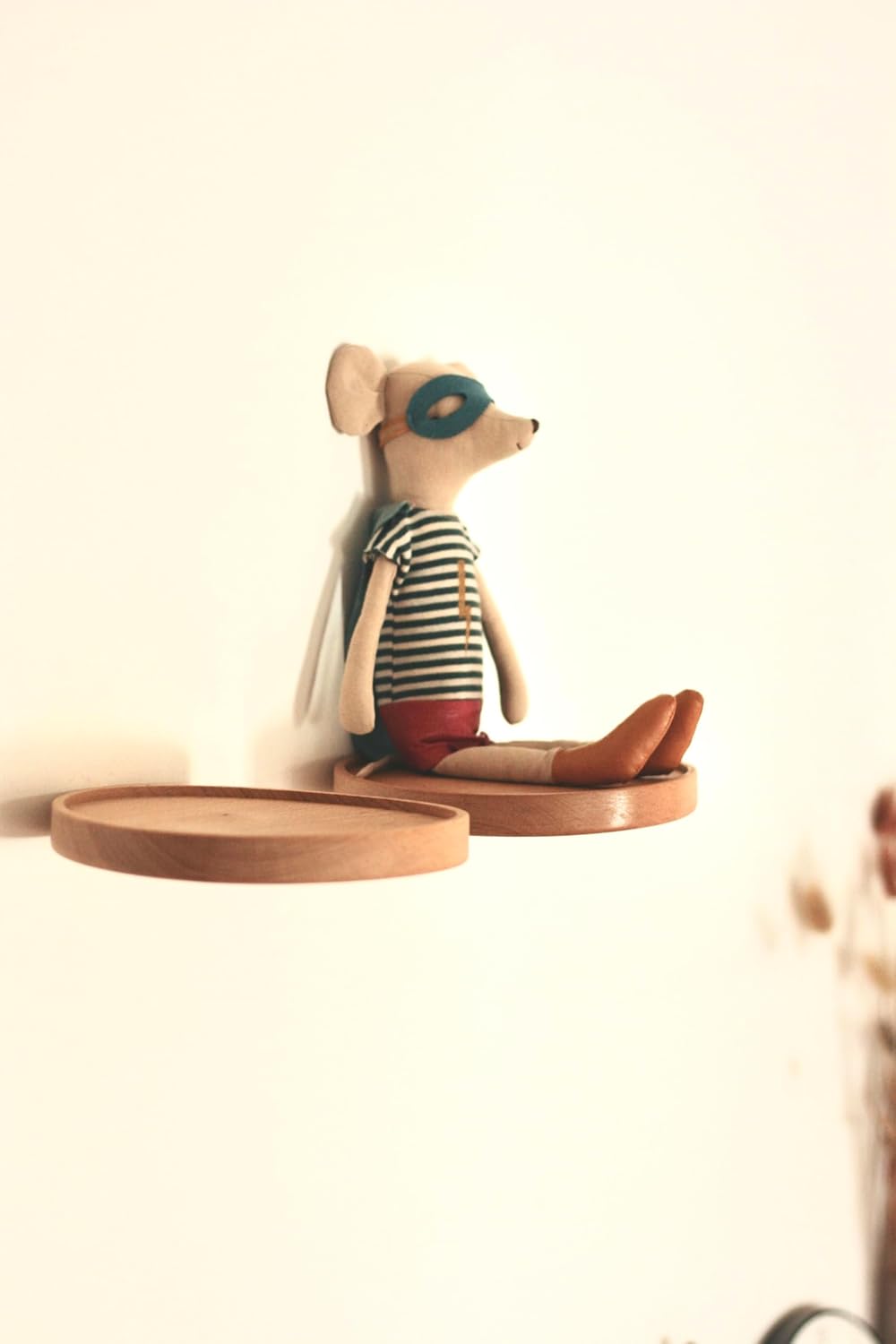 anaan Coracle Wandregal rund Schweberegal Holz Kleine Regale Wandablagen Deko Regal Pflanzenregal Ho